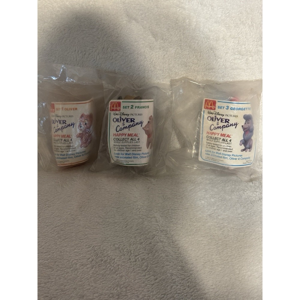 Vintage 1988 McDonald's Happy Meal Toys From Disney's Oliver & Company Set Of 3